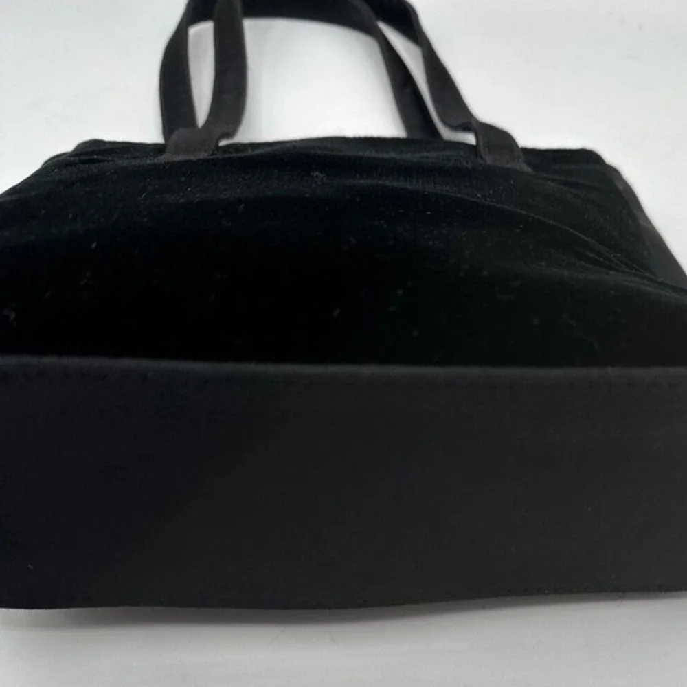 Unbranded Black Velvet Evening Tote Bag Small Purse Minimalist Zipper Goth 25-07
